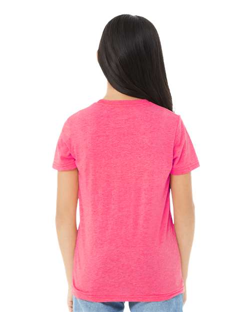 BELLA + CANVAS 3413Y Charity Pink Triblend — on model back
