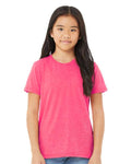BELLA + CANVAS 3413Y Charity Pink Triblend — on model front