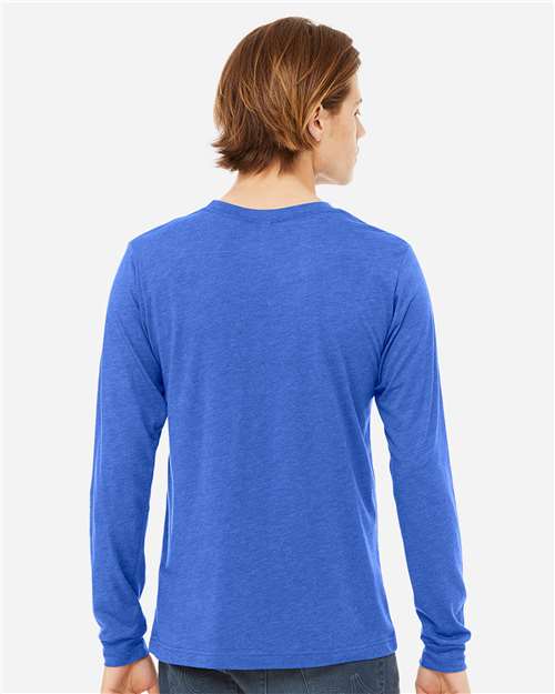 BELLA + CANVAS 3513 True Royal Triblend — on model back