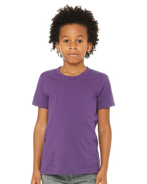 BELLA + CANVAS 3001Y Royal Purple — on model front