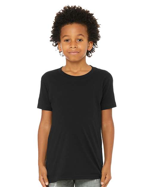 BELLA + CANVAS 3001YCVC Solid Black Blend — on model front