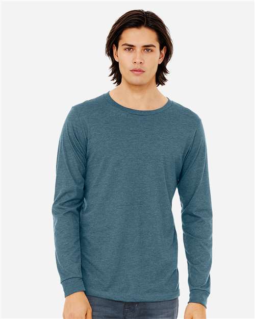 BELLA + CANVAS 3501CVC Heather Deep Teal — on model front