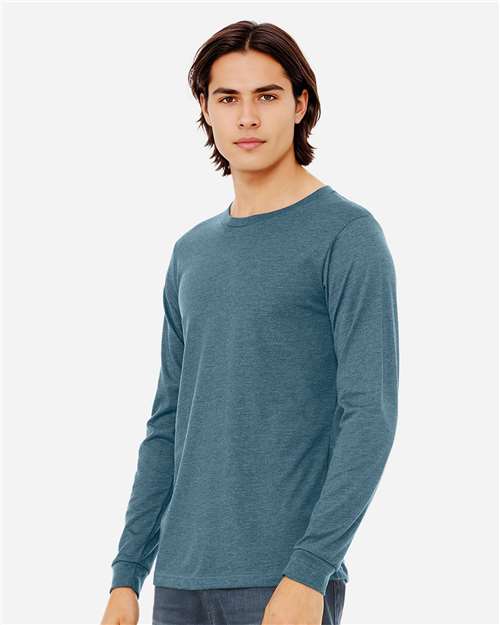 BELLA + CANVAS 3501CVC Heather Deep Teal — on model side