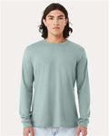 BELLA + CANVAS 3501CVC Heather Dusty Blue — on model front