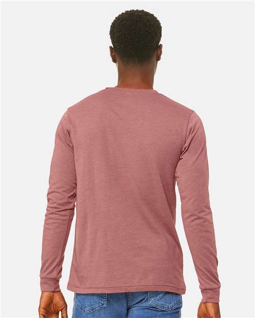 BELLA + CANVAS 3501CVC Heather Mauve — on model back