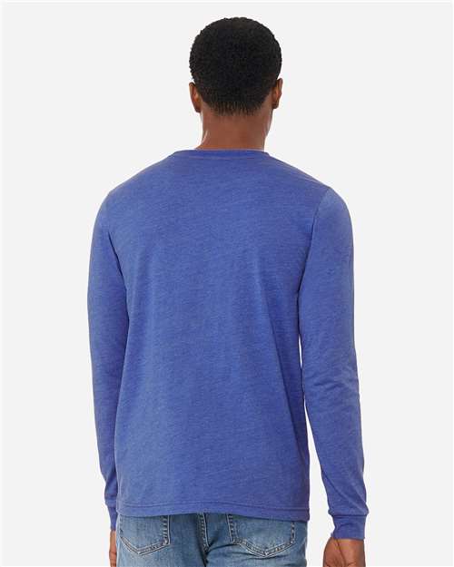 BELLA + CANVAS 3501CVC Heather True Royal — on model back