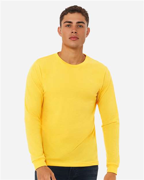 BELLA + CANVAS 3501CVC Heather Yellow Gold — on model front