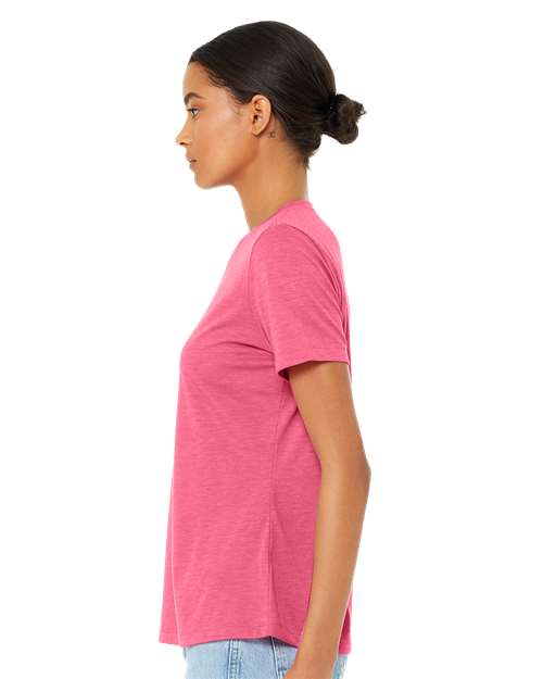 BELLA + CANVAS 6413 Charity Pink Triblend — on model side