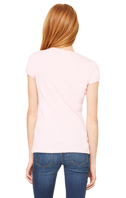 Women's Baby Rib Short Sleeve V-Neck Tee - Pink