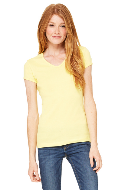 Women's Baby Rib Short Sleeve V-Neck Tee - Yellow