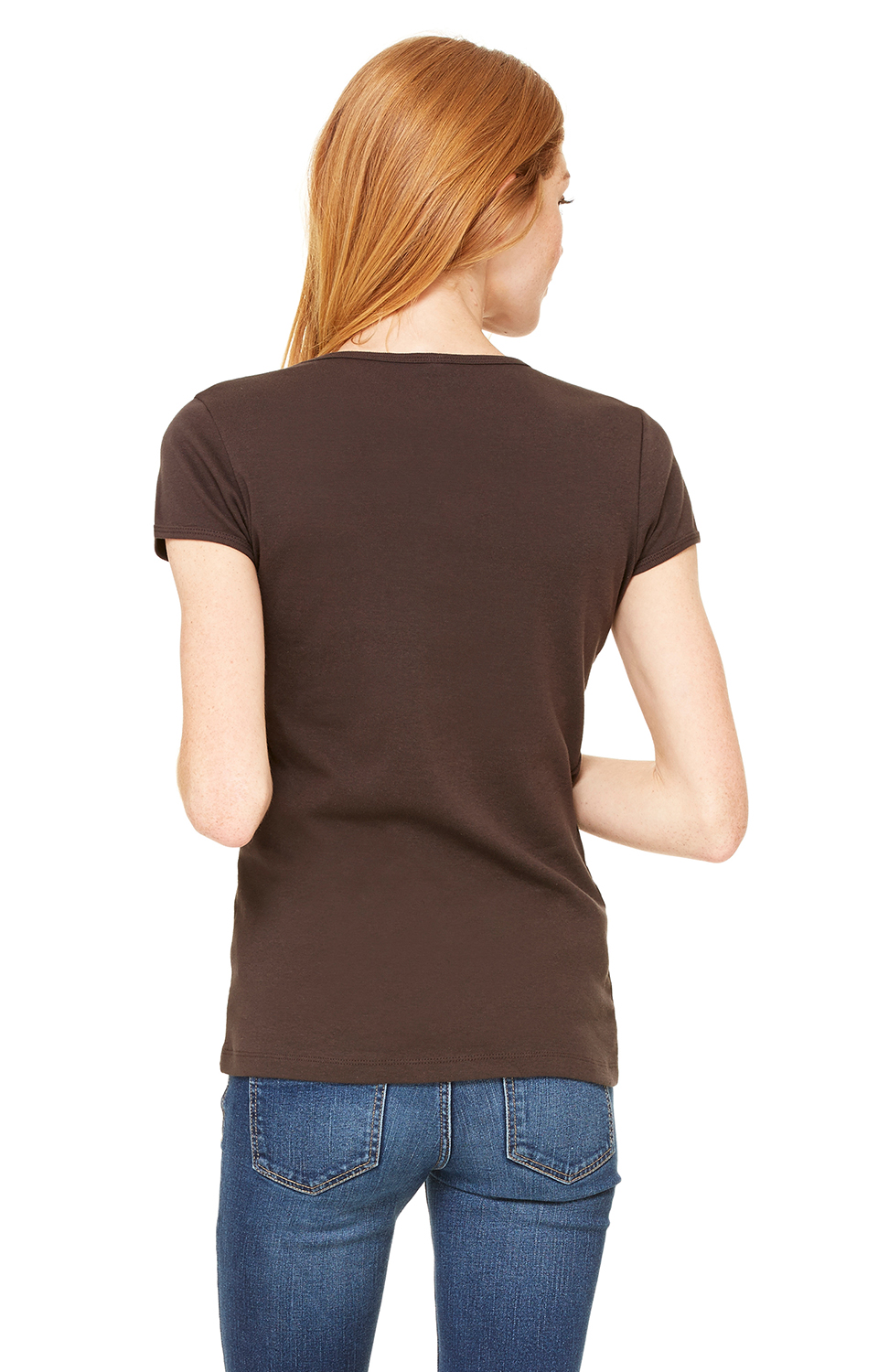 Women's Baby Rib Short Sleeve V-Neck Tee - Chocolate