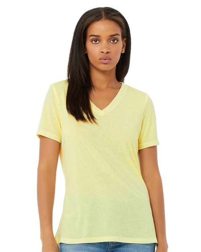 BELLA + CANVAS 6415 Pale Yellow Triblend — on model front