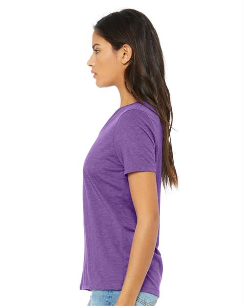 BELLA + CANVAS 6415 Purple Triblend — on model side