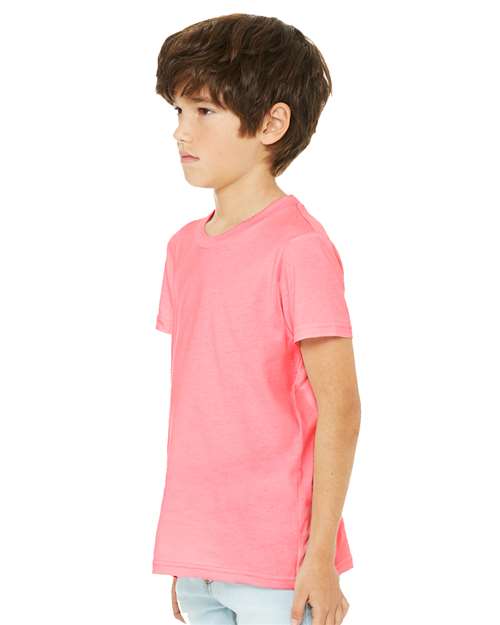 BELLA + CANVAS 3001YCVC Neon Pink — on model side