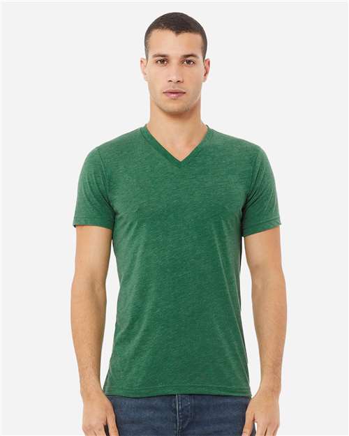 BELLA + CANVAS 3005CVC Heather Grass Green — on model front