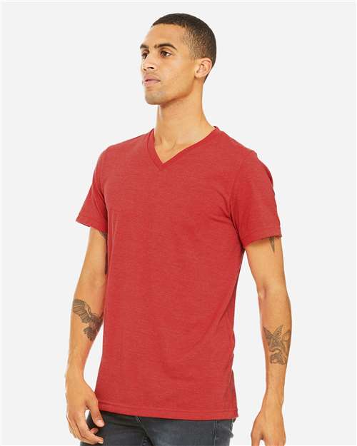 BELLA + CANVAS 3005CVC Heather Red — on model side
