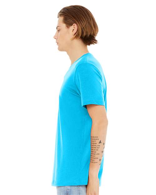 BELLA + CANVAS 3005CVC Neon Blue — on model side