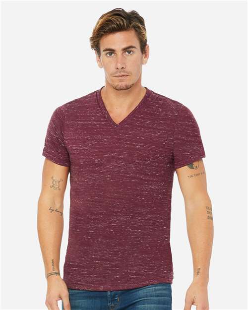 BELLA + CANVAS 3655 Maroon Marble — on model front