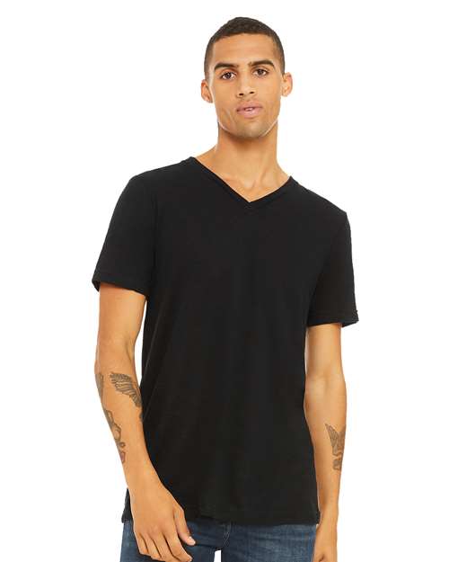 BELLA + CANVAS 3655 Solid Black Slub — on model front