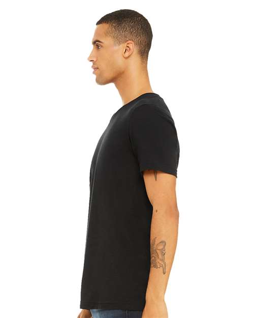 BELLA + CANVAS 3655 Solid Black Slub — on model side