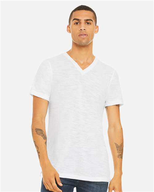 BELLA + CANVAS 3655 White Slub — on model front