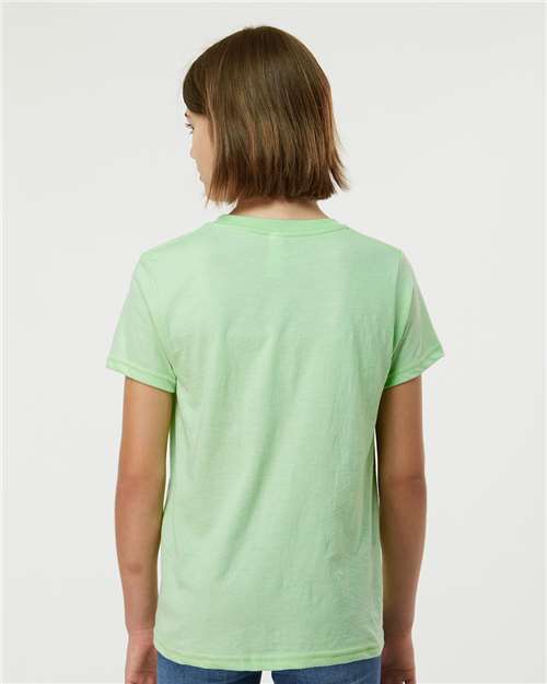 Tultex 235 Heather Neo Mint — on model back