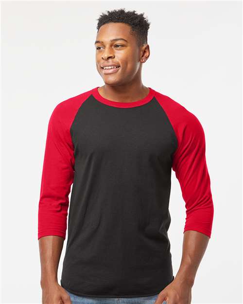 Tultex 245 Black/ Red — on model front