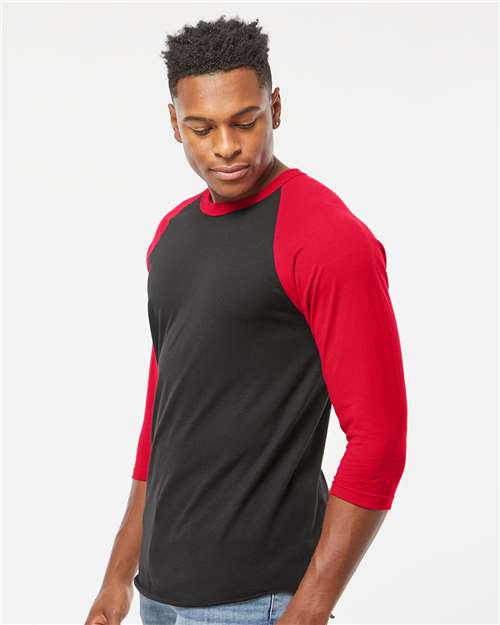 Tultex 245 Black/ Red — on model side