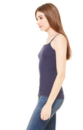 Women's Baby Rib Spaghetti Strap Tank - Navy