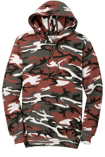Unisex Core Fleece Camo Pullover Hoodie - Red Camo