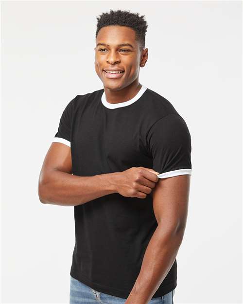 Tultex 246 Black/ White — on model side