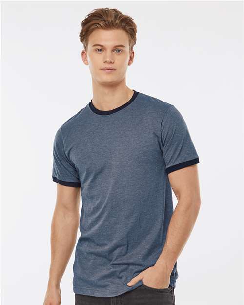 Tultex 246 Heather Denim/ Navy — on model front