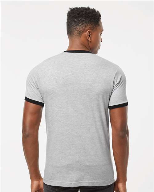 Tultex 246 Heather Grey/ Black — on model back