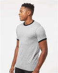 Tultex 246 Heather Grey/ Black — on model side