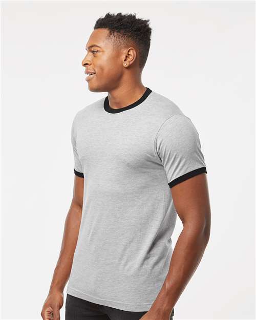 Tultex 246 Heather Grey/ Black — on model side
