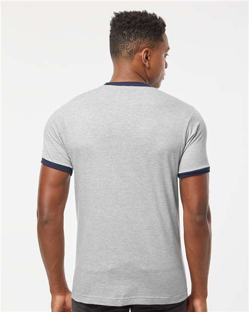 Tultex 246 Heather Grey/ Navy — on model back
