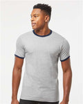 Tultex 246 Heather Grey/ Navy — on model front
