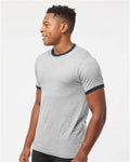 Tultex 246 Heather Grey/ Navy — on model side