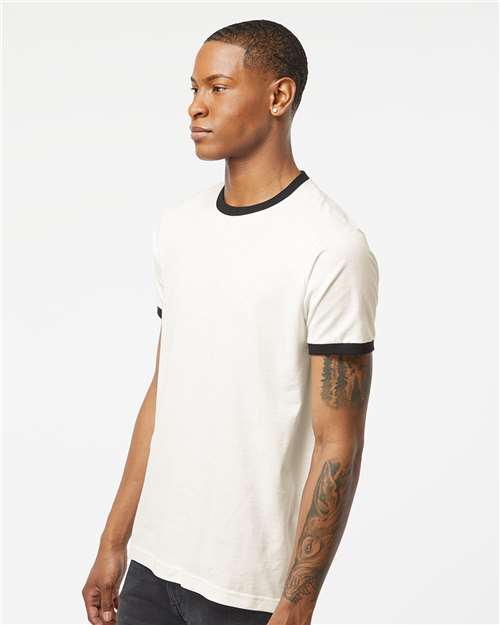 Tultex 246 Vintage White/ Black — on model side