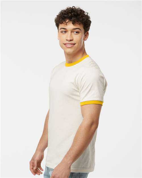 Tultex 246 Vintage White/ Mellow Yellow — on model side