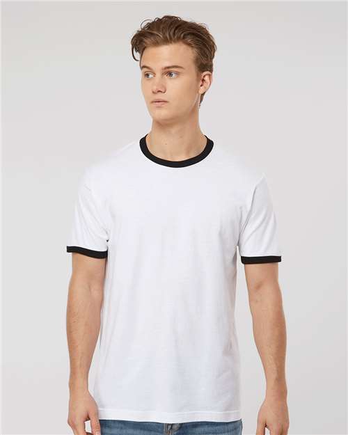 Tultex 246 White/ Black — on model front