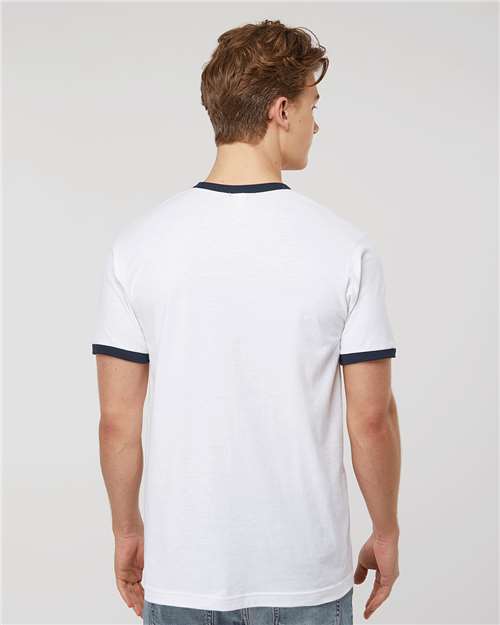 Tultex 246 White/ Navy — on model back