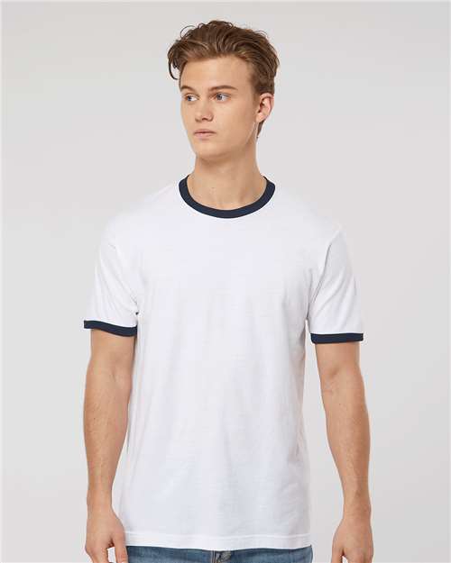 Tultex 246 White/ Navy — on model front