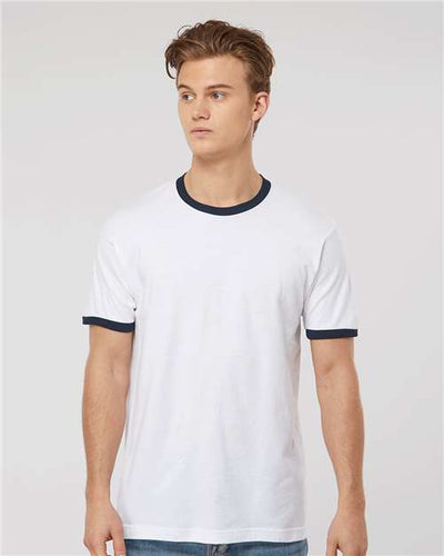 Tultex 246 White/ Navy — on model front