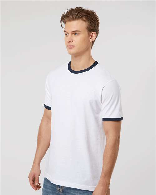 Tultex 246 White/ Navy — on model side