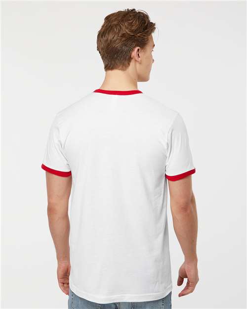 Tultex 246 White/ Red — on model back