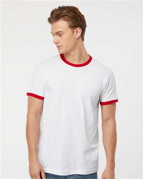 Tultex 246 White/ Red — on model front