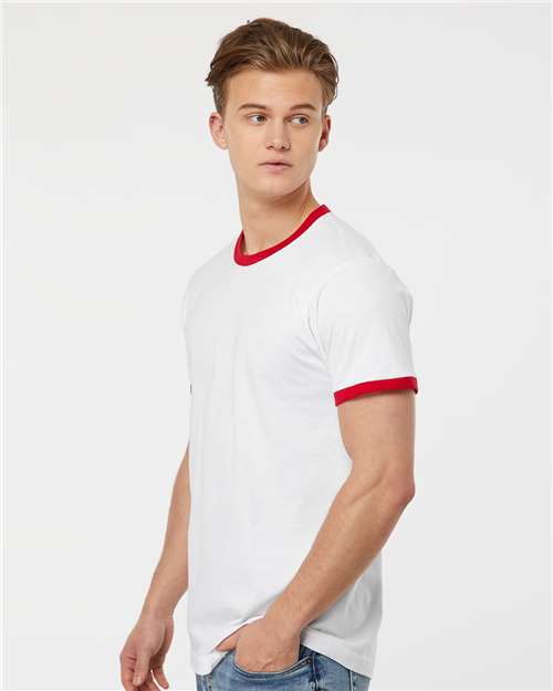 Tultex 246 White/ Red — on model side