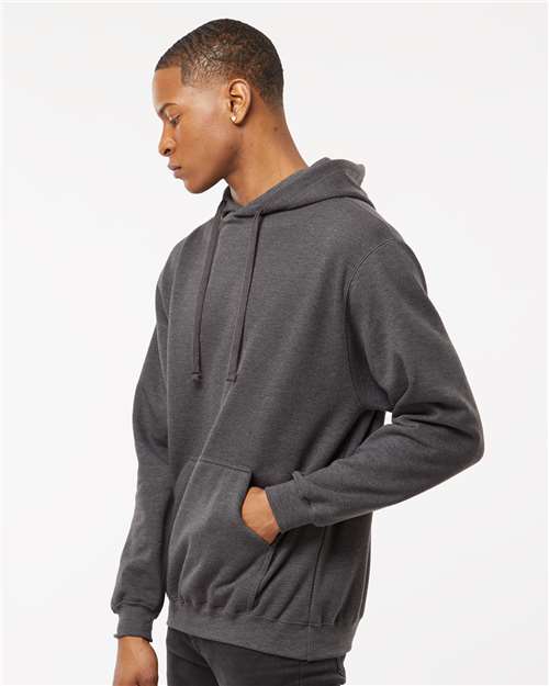 Tultex 320 Heather Charcoal — on model side