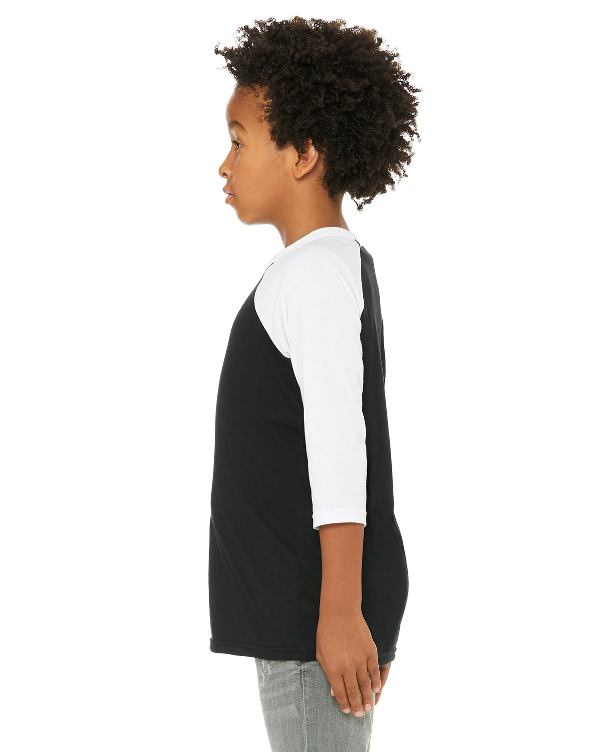 Youth 3/4-Sleeve Baseball T-Shirt - Black / White
